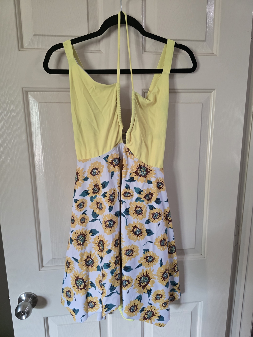Sunflower Print Yellow One-Piece Swim Dress